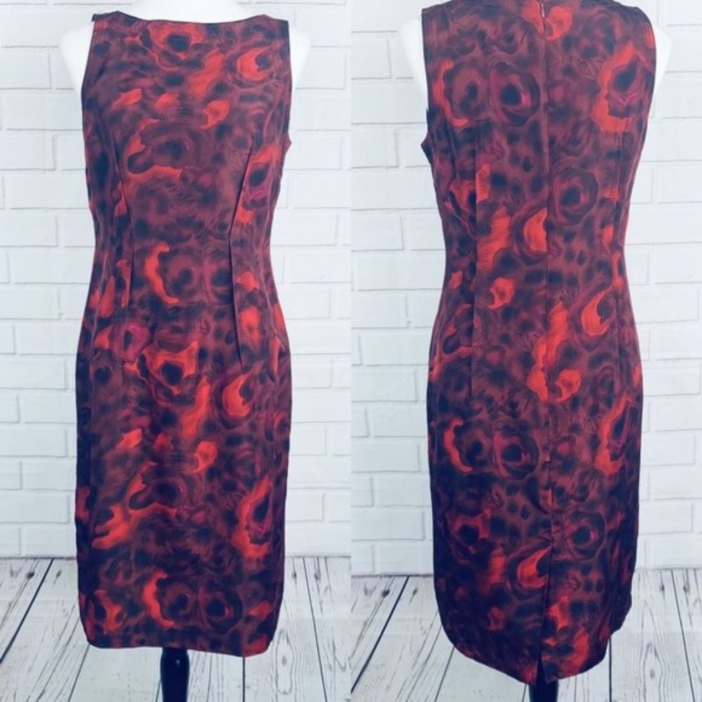 Martin + Osa burgundy red floral silk dress size 8 dark romantic